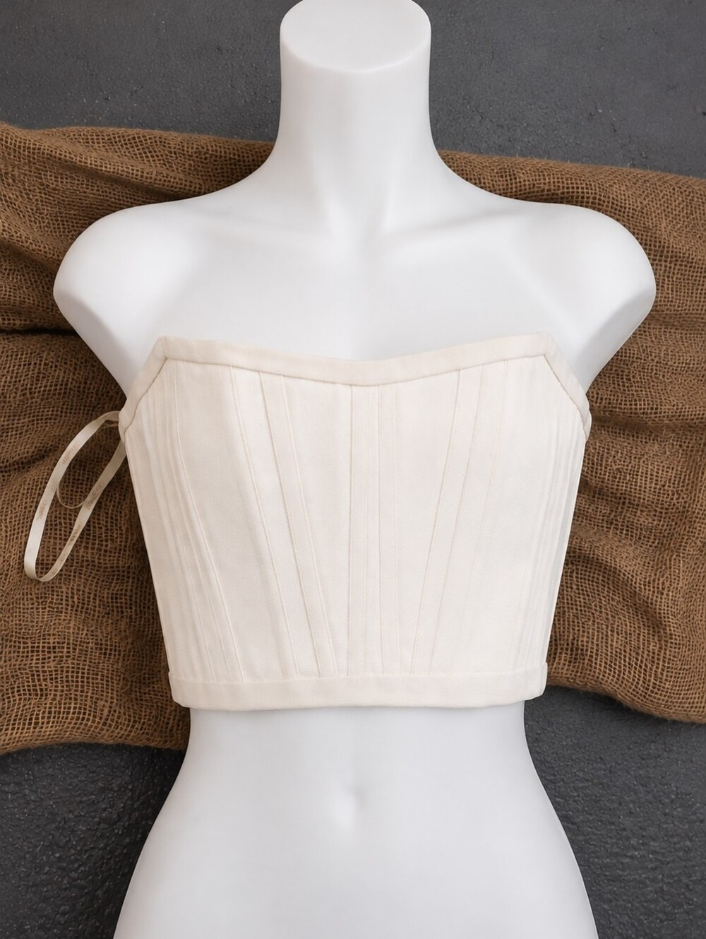 Vera Wang Women’s Strapless Cream Corset Crop Top Bustier New 36" Bust Off White